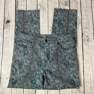 TORY BURCH Navy Boa Snakeskin Print Jeans